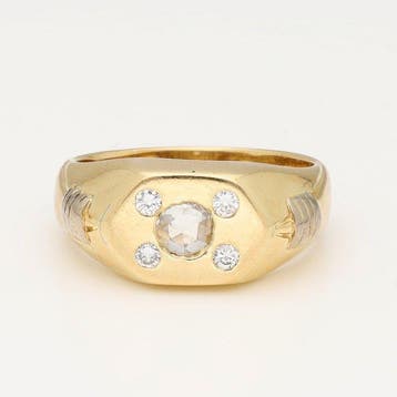 Ring - 18 karaat Geel goud Diamant (Natuurlijk) - Diamant, Nieuw