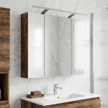 vidaXL Badkamer spiegelkast met plank Gerookt eiken 80 x, Verzenden, Nieuw