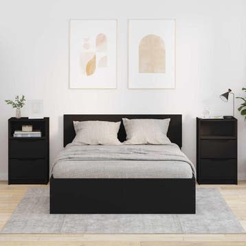 vidaXL Nachtkastjes met lade 2 pcs Zwart 40 x 30 x 467 cm, Minder dan 45 cm, Verzenden, Nieuw, 55 tot 70 cm