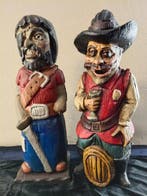 Wijnrek (2) - Polychroom hout - de piraten, Antiek en Kunst