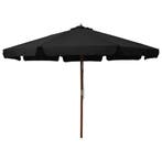 vidaXL Parasol met houten paal 330 cm zwart, Verzenden, Nieuw, 3 tot 4 meter