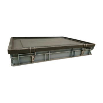 Stapelbak met deksel, 800x600x120 mm, euronorm, grijs, Ophalen of Verzenden