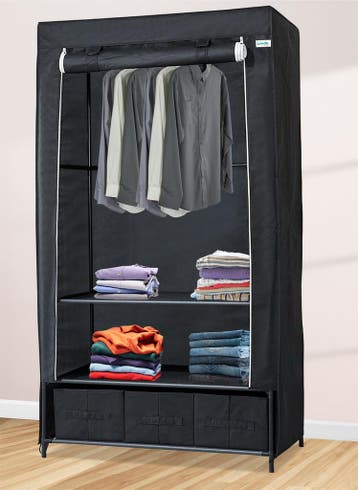 Lendo Online Opvouwbare Kledingkast 90x47x163 cm Zwart, Huis en Inrichting, Kasten | Kledingkasten, Verzenden, Nieuw