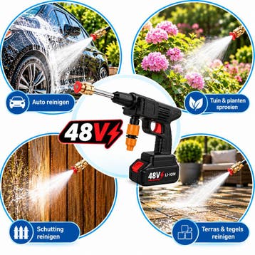 Accu Hogedrukreiniger 48V Draadloos – 30 Bar – 2 Accu’s, Verzenden