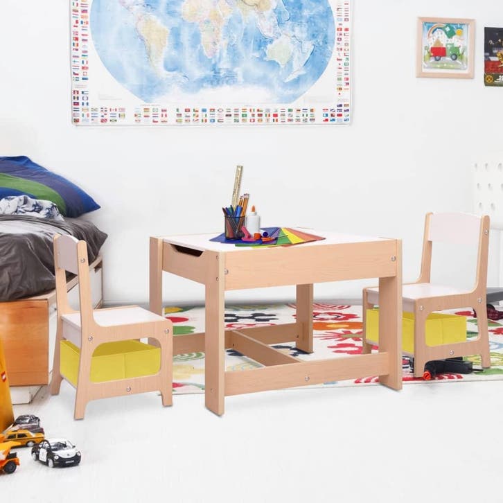 vidaXL Kindertafel met 2 stoelen MDF, Kinderen en Baby's, Kinderkamer | Overige Meubels, Nieuw, Verzenden