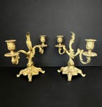Kandelaber Paar kandelaars - Louis XV-stijl - verguld brons