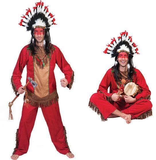 Indianen kostuum man rood, Kleding | Heren, Carnavalskleding en Feestkleding, Nieuw, Ophalen of Verzenden