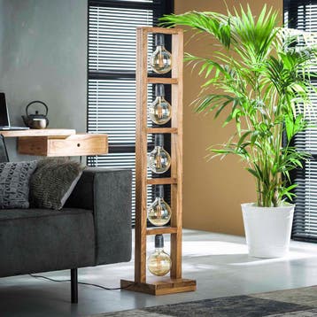 *WOONWINKEL* Robuuste Vloerlamp Van Hout, Huis en Inrichting, Lampen | Vloerlampen, Verzenden, Nieuw