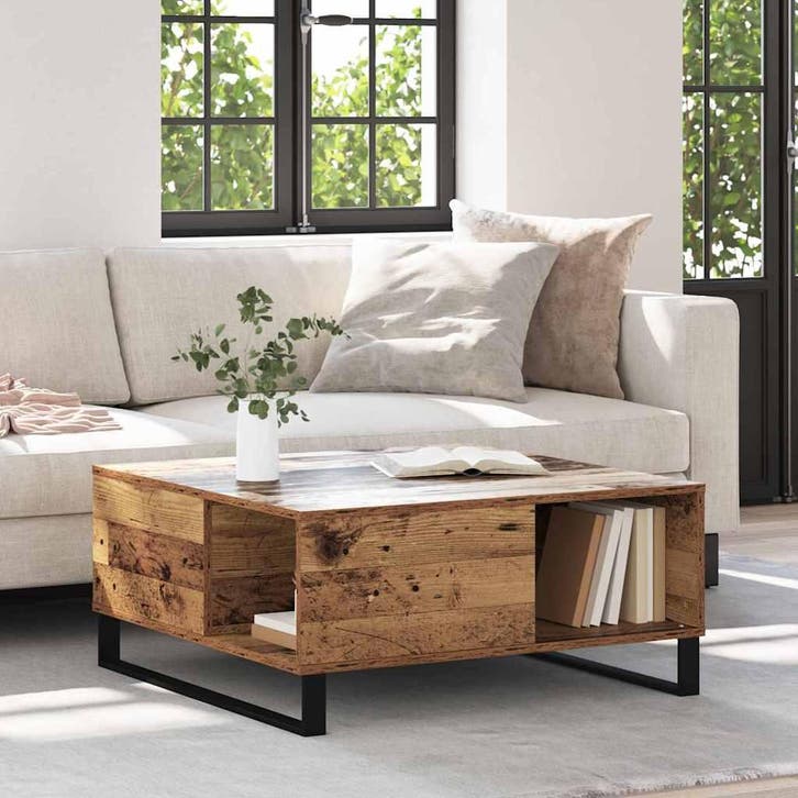 vidaXL Salontafel Oud Hout 80 x 80 x 36,5 cm Bewerkt hout, Huis en Inrichting, Tafels | Salontafels, Nieuw, 50 tot 100 cm, Overige houtsoorten