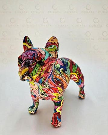 Beeldje - Bulldog Francese Decorativo in Resina Stile Pop