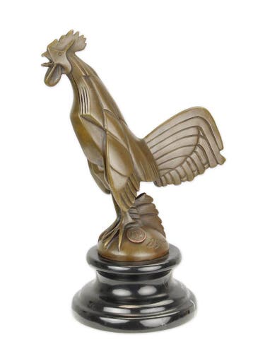 BRONZEN AUTOMASCOTTE VAN EEN HAAN (Beeldjes - Decoratie), Verzenden, Nieuw