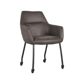 Stoel Lenny | Antraciet | Micro Suede | Zwart Metalen Frame, Verzenden, Nieuw in verpakking