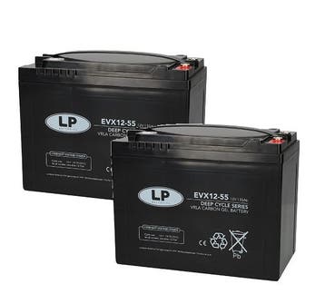 Landport (LP) 2x EVX12-55 AGM / GEL / Carbon accus 12 volt, Caravans en Kamperen, Ophalen of Verzenden, Nieuw