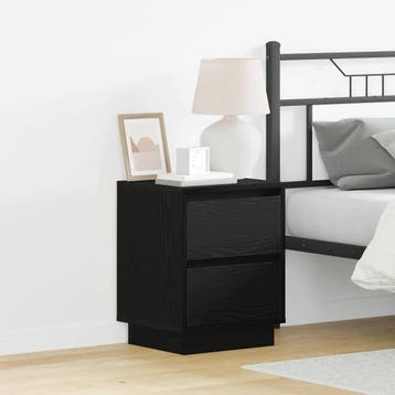 vidaXL Nachtkastje 2 st Zwart Eiken 39 x 34,5 x 50 cm, Minder dan 45 cm, Verzenden, Nieuw, Minder dan 55 cm