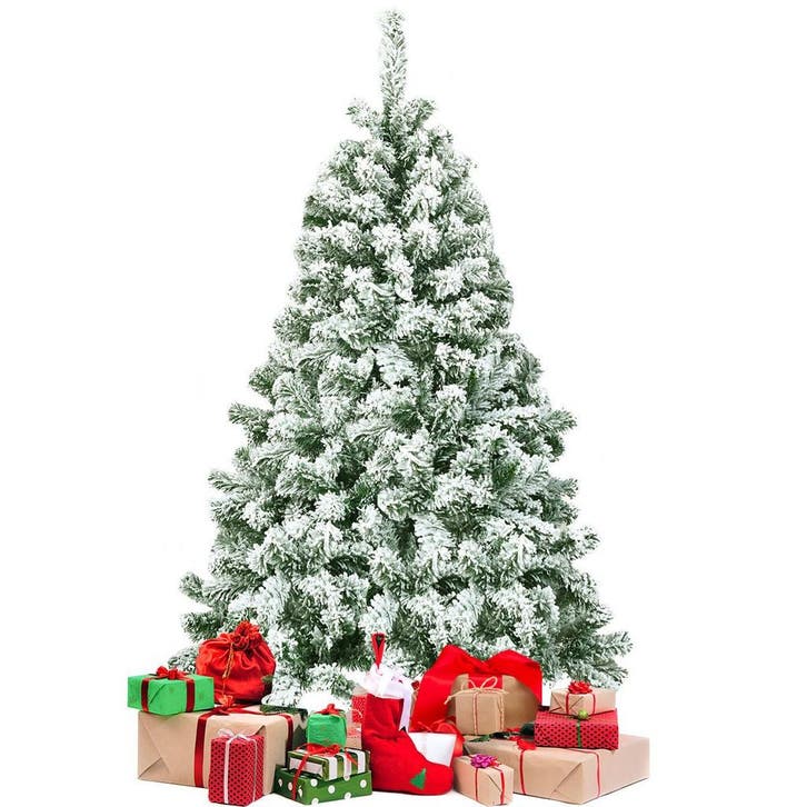 2dekans | Coast Besneeuwde Kunstkerstboom Wit/Groen – 137 cm, Diversen, Kerst, Zo goed als nieuw, Ophalen of Verzenden