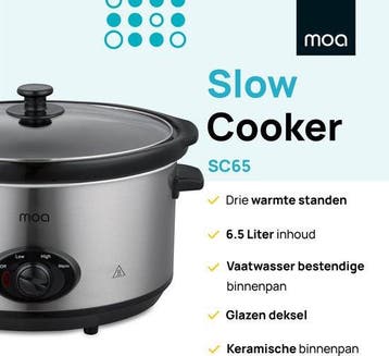 MOA 6,5L Slowcooker met 3 Warmtestanden - Ø 24,5cm -, Verzenden, Zo goed als nieuw