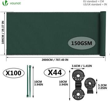 VOUNOT schaduwdoek hek 1x20 m 150 g/m² HDPE 85% groen, Tuin en Terras, Verzenden, Nieuw