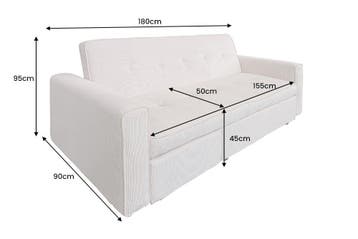 Slaapbank SMART 180 cm 2-zits, corduroy beige - 47592, Ophalen of Verzenden, Nieuw