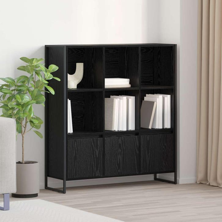 vidaXL Boekenkast 2 pcs Zwart Eiken 99,5 x 30 x 108 cm, Huis en Inrichting, Kasten | Boekenkasten, Nieuw, Minder dan 50 cm, Overige houtsoorten