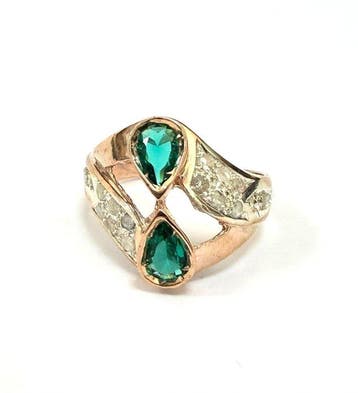 Zonder minimumprijs - Ring - 9 kt. Roségoud, Zilver Spinel -, Nieuw