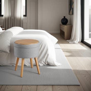 Hocker Yara gestoffeerd in linnenlook 300kg met opbergruimte, Verzenden, Nieuw
