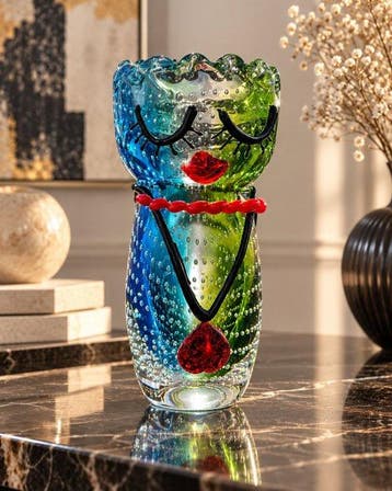 Vaas - Handgemaakte mondgeblazen Glass Art vaas –