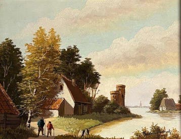 Hendrik Verberk (X - River Landscape with Figures and Castle