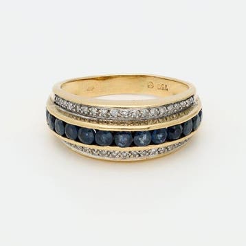 Ring - 18 karaat Geel goud Saffier - Diamant, Sieraden, Tassen en Uiterlijk, Ringen, Nieuw