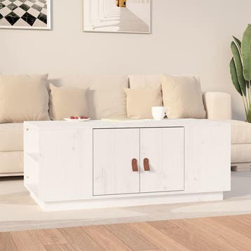 vidaXL Salontafel 100x50x41 cm massief grenenhout wit, Huis en Inrichting, Tafels | Salontafels, 100 tot 150 cm, Verzenden, Nieuw