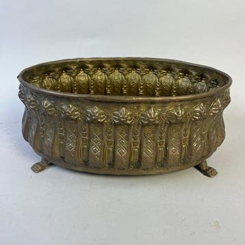 Jardinière - Art Nouveau - France Brass oval planter with, Antiek en Kunst