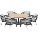 Arezzo Saba low dining tuinset 160xH75 cm rond 7 delig teak, Ophalen of Verzenden, Nieuw