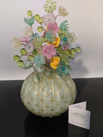 Murano Glass - Vaas (2) - Vaas met bloemenboeket -, Antiek en Kunst, Antiek | Glas en Kristal