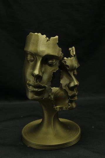 Beeld, 3D Printed Surrealist Bust - Fractured Faces Modern, Antiek en Kunst