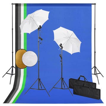 vidaXL Fotostudioset met lampen, paraplus, achtergrond en, Verzenden, Nieuw