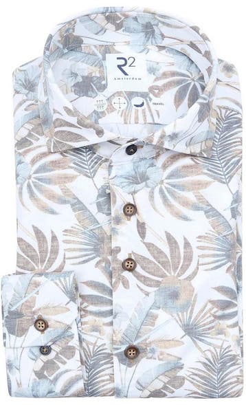 R2 Overhemd Leaves Print Beige maat 40 Heren, Verzenden, Nieuw, R2 Amsterdam
