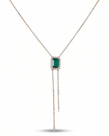 Halsketting - 14 karaat Geel goud - 2.20ct. tw. Smaragd -, Nieuw