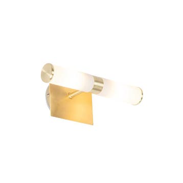 Moderne badkamer wandlamp goud IP44 2-lichts - Bath, Huis en Inrichting, Lampen | Wandlampen, Verzenden, Nieuw