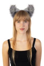 Haarband Grote Furry Oortjes Grijs Beer Vos Diadeem Dons Die, Ophalen of Verzenden, Nieuw, Carnaval, Accessoires