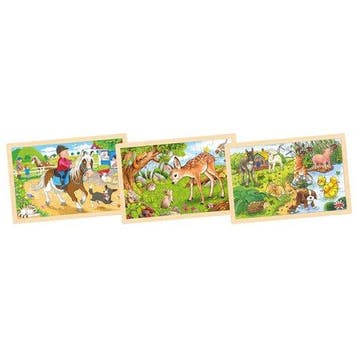 Houten puzzel  Dieren 24 stukjes, Ophalen of Verzenden, Nieuw
