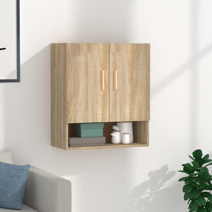 vidaXL Wandkast 60x31x70 cm bewerkt hout sonoma eikenkleurig, Huis en Inrichting, Kasten | Overige, Nieuw, Verzenden