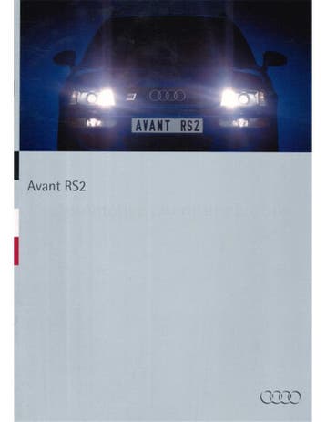 1994 AUDI RS2 AVANT BROCHURE DUITS, Nieuw, Audi, Author