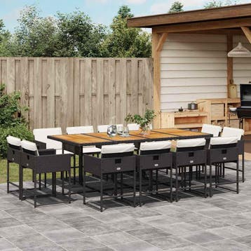 vidaXL 13-delige Tuinset met kussens poly rattan zwart, Verzenden, Nieuw, 2 zitplaatsen, Tuinset