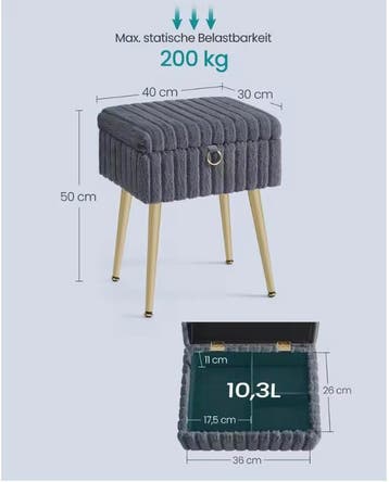 Kaptafel Kruk met Opbergruimte – Make-up Kruk Metaal, Verzenden, Nieuw