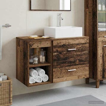 vidaXL Badkamermeubelset 2 st Oud hout Bewerkt hout, Huis en Inrichting, Tafels | Kaptafels, Verzenden, Nieuw