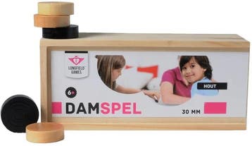 Damstenen Hout 30mm | Longfield - Gezelschapsspellen, Hobby en Vrije tijd, Verzenden, Nieuw