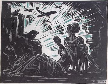 Bombardementen in Afrika op spotprent (lijst optie, Lithos), Antiek en Kunst, Verzenden