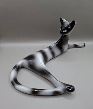 Cmielow - Mieczyslaw Naruszewicz - Figuur - Liegende Katze -, Antiek en Kunst, Antiek | Glas en Kristal