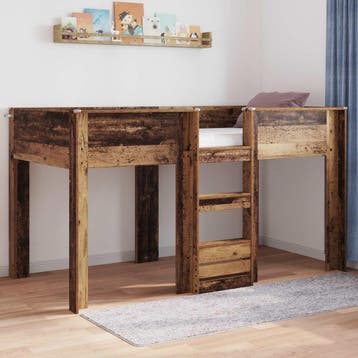 vidaXL Bunk Bed voor Kinderen Oudhout 90 x 190 cm Bewerkt, Eenpersoons, Bruin, Verzenden, Nieuw