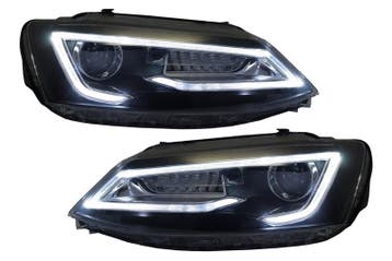 Koplampen VW Jetta IV 2011-2017 LED Tube Dynamic Zwart, Ophalen of Verzenden, Nieuw