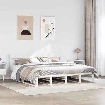 vidaXL Bedframe zonder matras massief grenenhout wit 200x200, Verzenden, Wit, Overige maten, 200 cm